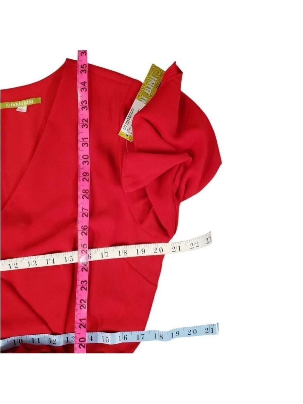 Women’s Gianni Bini Red V-Neck Wrap Dress Size 12 - Picture 10 of 11